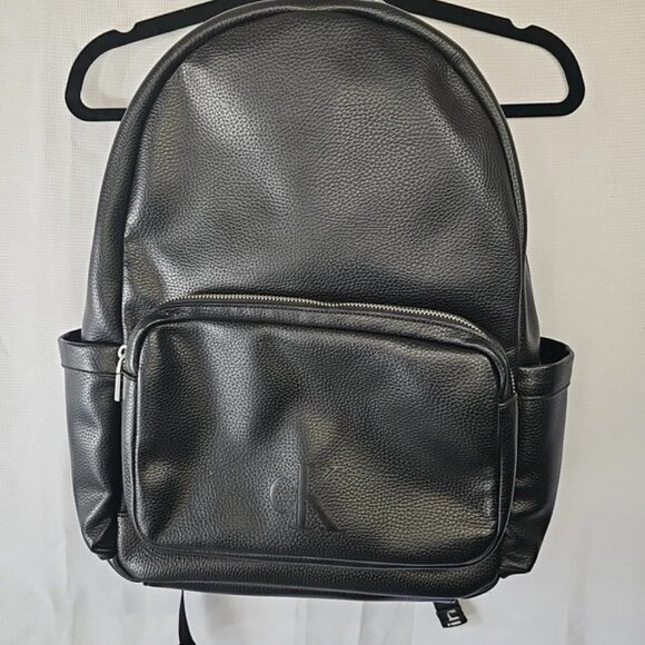 Calvin Klein Men's Black Faux Leather All Day Campus Backpack - Picture 1 of 9